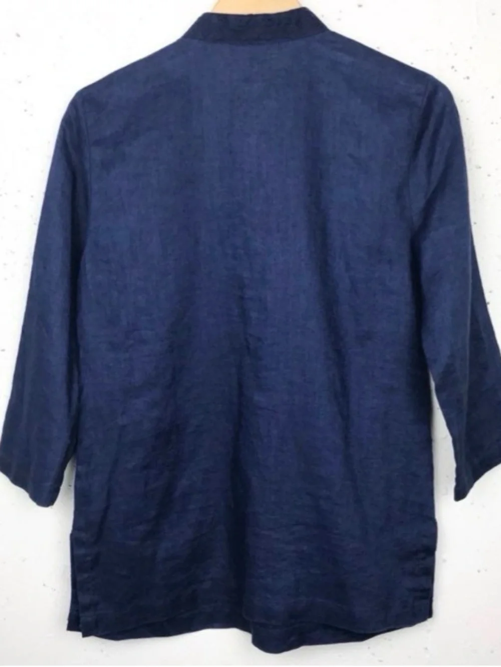 JM Collection Navy Embellished Linen Tunic - Picture 3 of 10